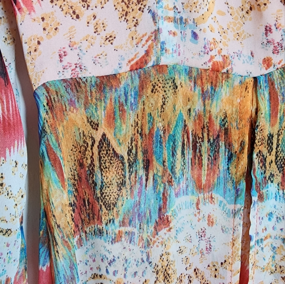 Luxxel romper maxi dress.. Stunning!!  Multi-color and vivid. Size S - Picture 3 of 7